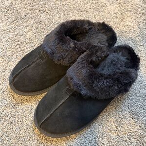 Secret Treasures Black Fur-Lined Slippers